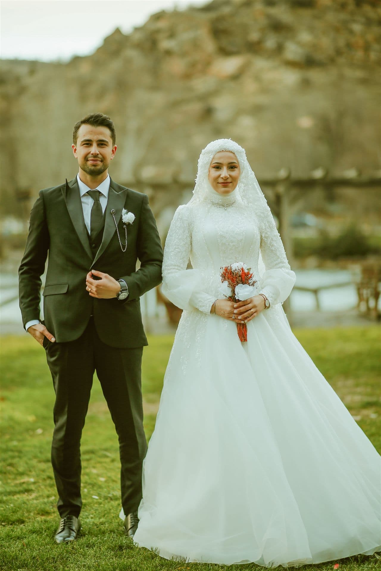 A newlywed couple after their nikah ceremony